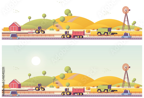 Vector low poly farm field works