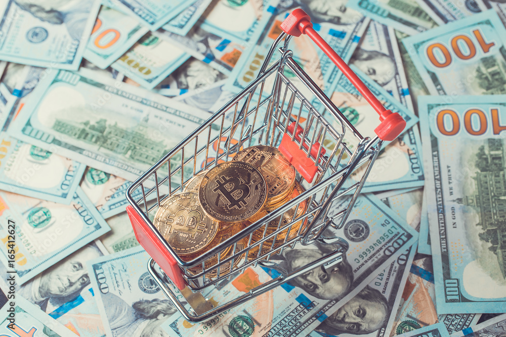 Shopping cart with bitcoins
