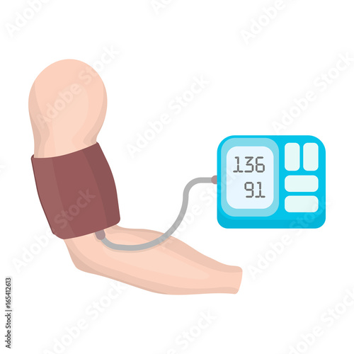 Measurement of blood pressure with a tonometer. Medicine single icon in cartoon style vector symbol stock illustration web.