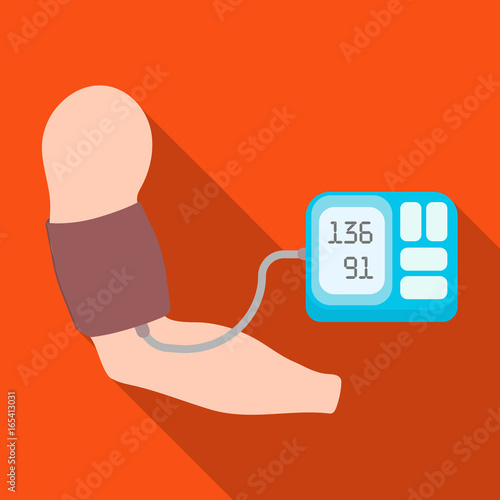 Measurement of blood pressure with a tonometer. Medicine single icon in flat style vector symbol stock illustration web.