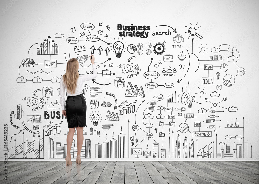 Blonde woman developing business strategy Blonde woman developing business strategy