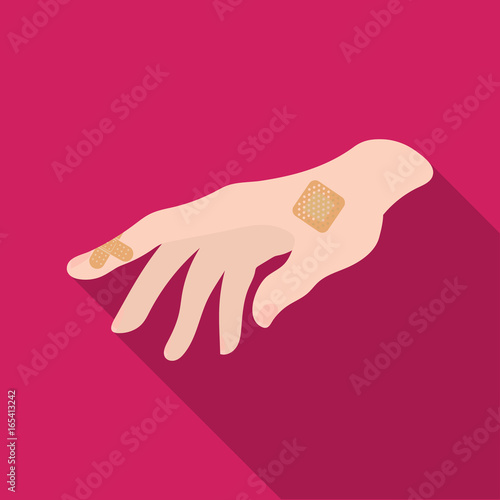 Bactericidal plaster on the arm. Medicine single icon in flat style vector symbol stock illustration web.