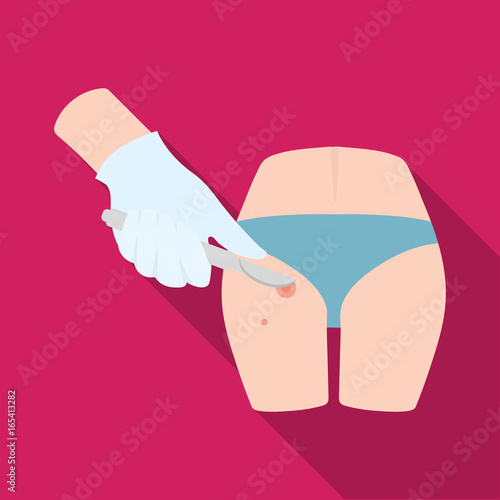 Dissection of a boil on the buttock of a man. Surgery single icon in flat style vector symbol stock illustration web.