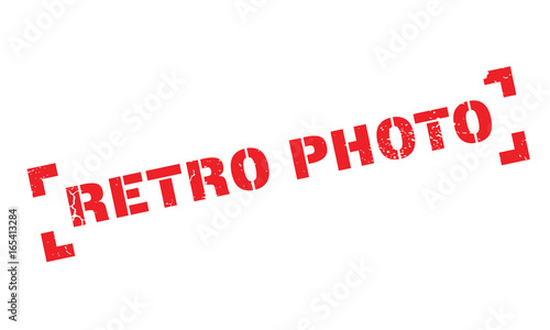 Retro Photo rubber stamp. Grunge design with dust scratches. Effects can be easily removed for a clean, crisp look. Color is easily changed.
