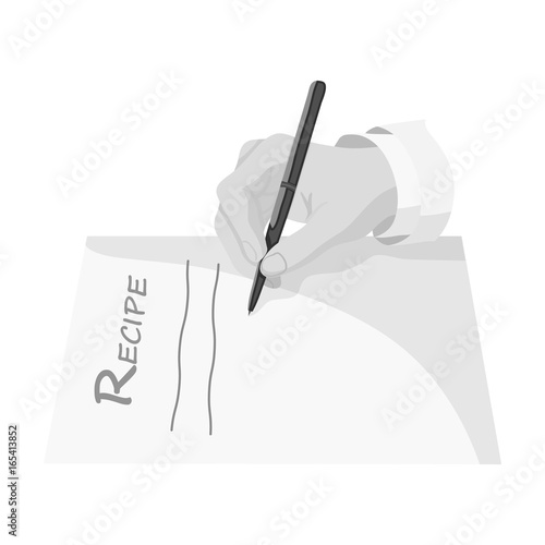 The doctor prescribes the prescription. Medicine single icon in monochrome style vector symbol stock illustration web.