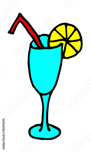 Cocktail Icon color hand drawnVector photo