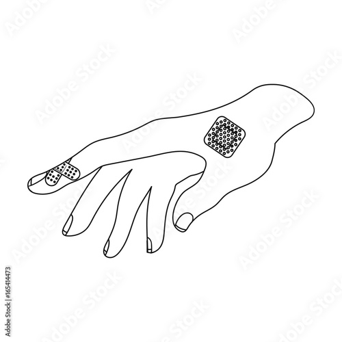 Bactericidal plaster on the arm. Medicine single icon in outline style vector symbol stock illustration web.