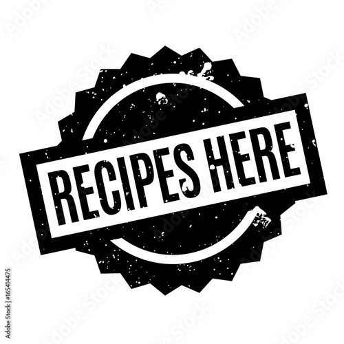 Recipes Here rubber stamp. Grunge design with dust scratches. Effects can be easily removed for a clean, crisp look. Color is easily changed.