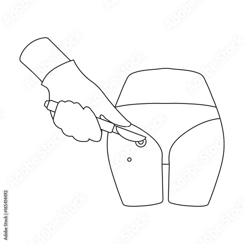 Dissection of a boil on the buttock of a man. Surgery single icon in outline style vector symbol stock illustration web.