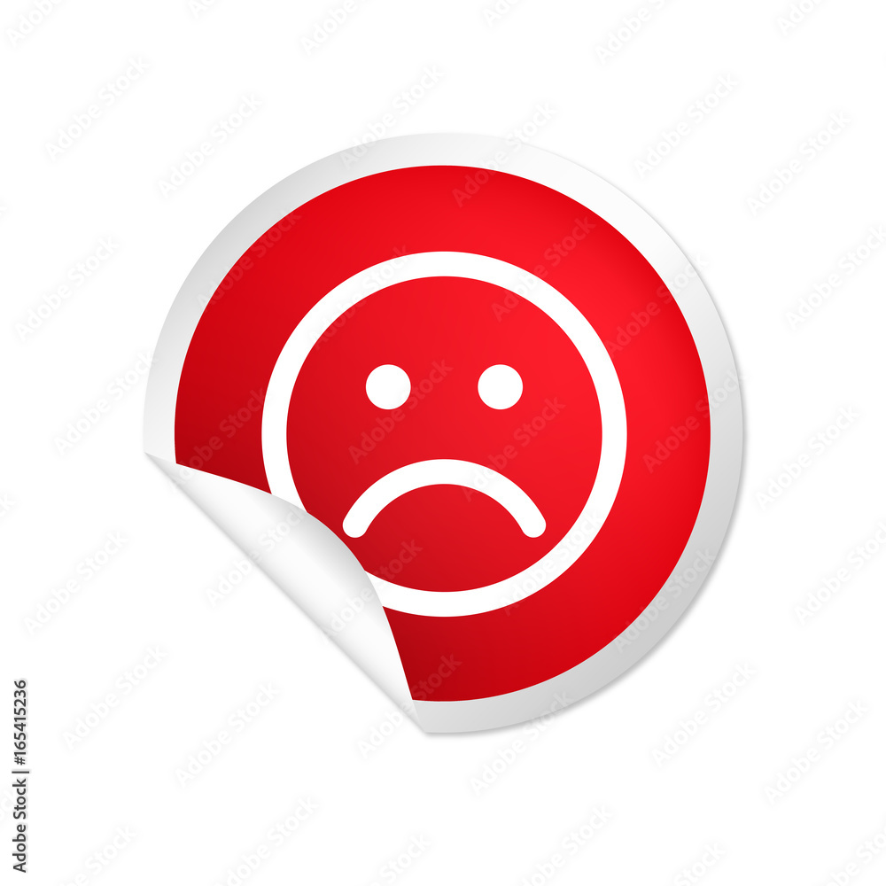 runder Sticker rot Smiley traurig runder Sticker rot Smiley traurig