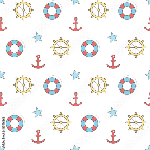 Seamless vector pattern with sea symbols
