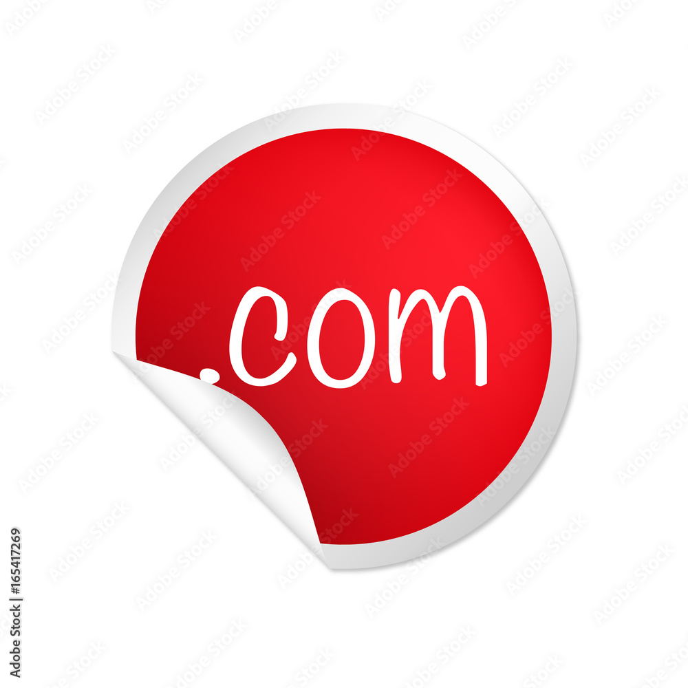 runder Sticker rot .com Handschrift runder Sticker rot .com Handschrift