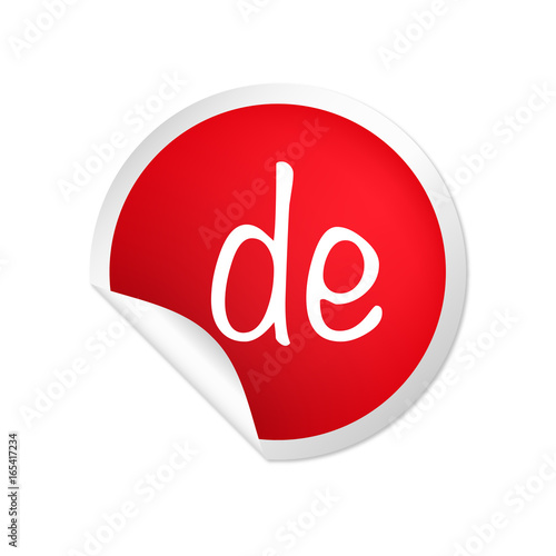 runder Sticker rot .de Handschrift