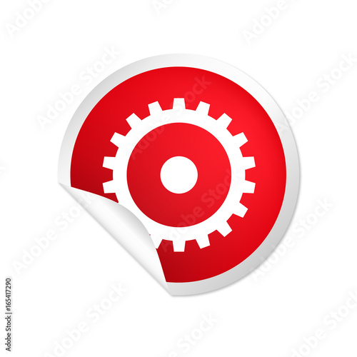 runder Sticker rot Zahnrad Maschine