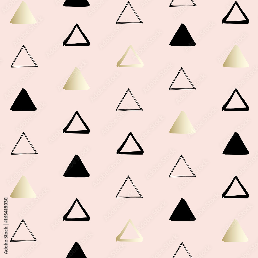 Seamless geometric ornament from handdrawn triangles. Can be used for fabrics and backgrounds Seamless geometric ornament from handdrawn triangles. Can be used for fabrics and backgrounds