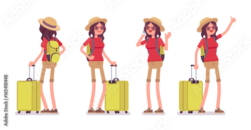 Tourist woman with luggage