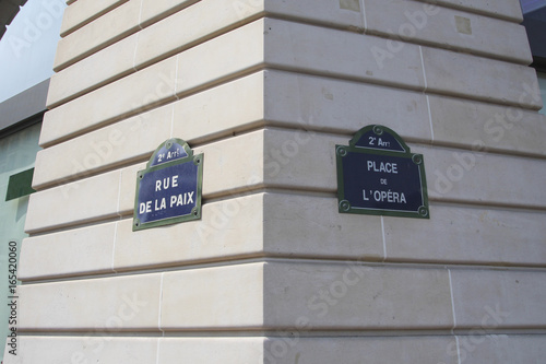 Fotografie Paris Street signs Paix Opéra
