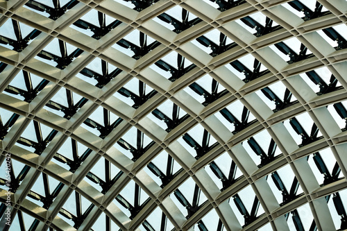 Abstract metal construction in modern architecture