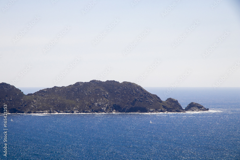 Views of the Cies Islands from Monte do Facho in Cangas, Galicia, Spain