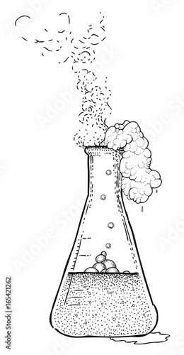 Cartoon image of chemicals. An artistic freehand picture.