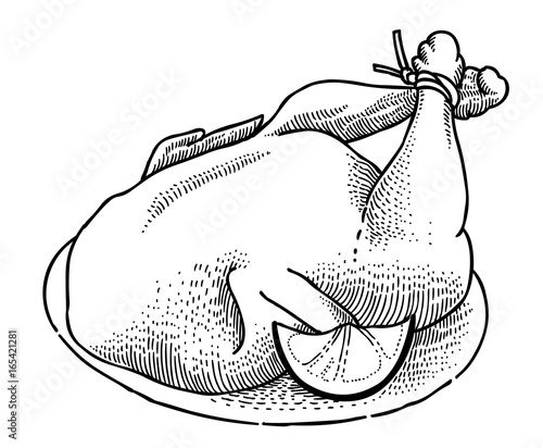 Cartoon image of cooked turkey. An artistic freehand picture.