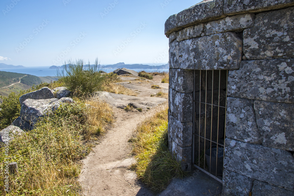 The Facho of Donon, an ancient stone lighthouse for guiding sailors in Monte do Facho, Cangas, Galicia, Spain