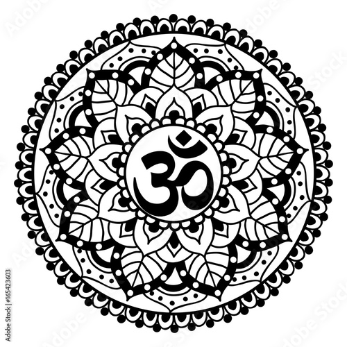 Vector henna tatoo mandala.OM decorative symbol. Mehndi style.