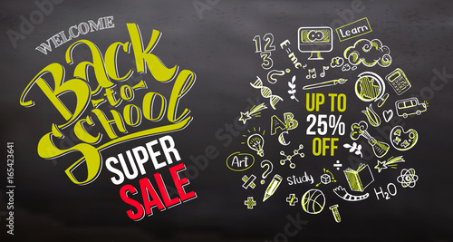 Back to school sale on horizontal board
