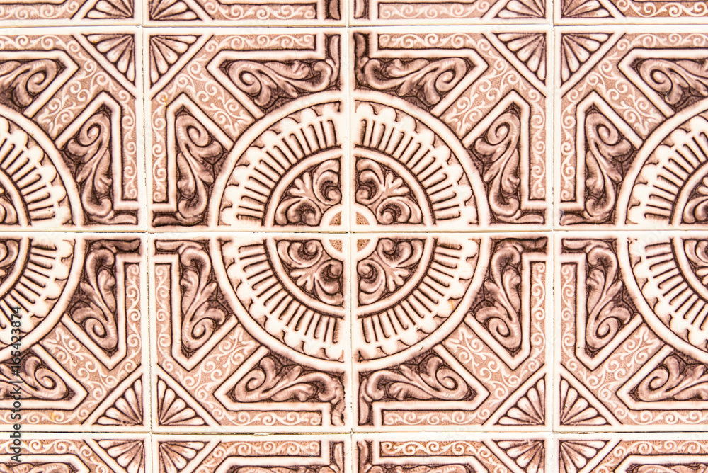     Azulejos, Portugal, detail, brown color 
