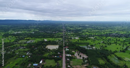 Aerial view of countryside road. photo