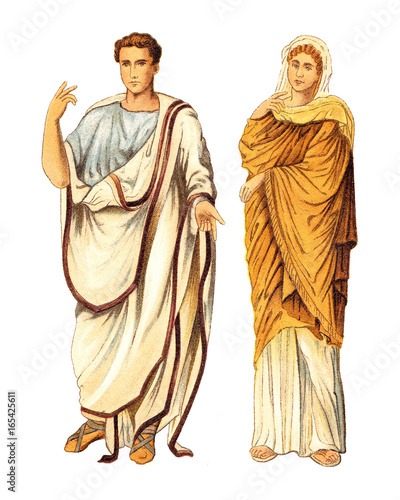 Ancient roman man and woman (Ancient Rome) - vintage illustration