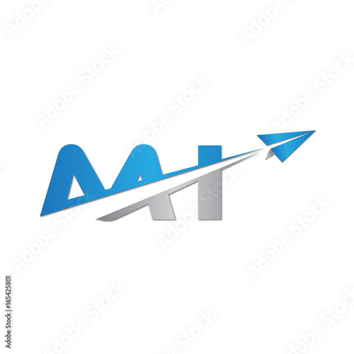 MI initial letter logo origami paper plane