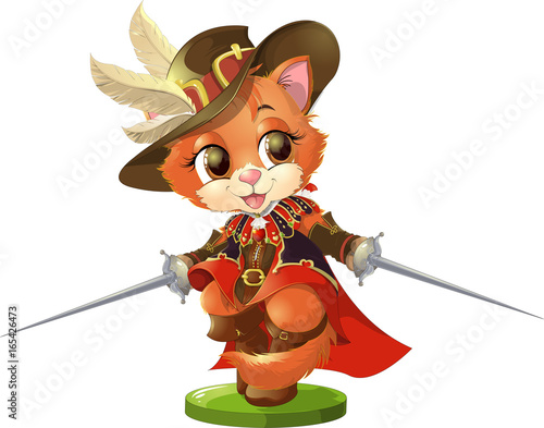 kitten musketeer with sword photo