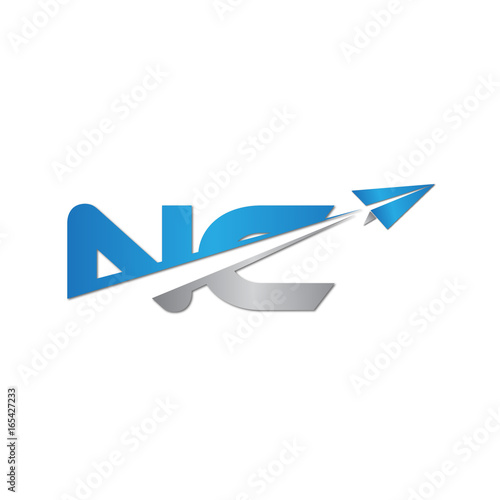 NC initial letter logo origami paper plane