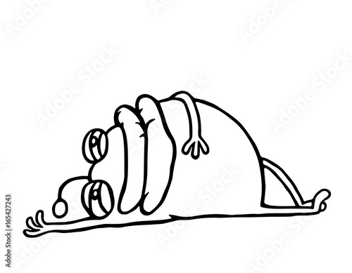 A funny monster resting lying down. Vector illustration.