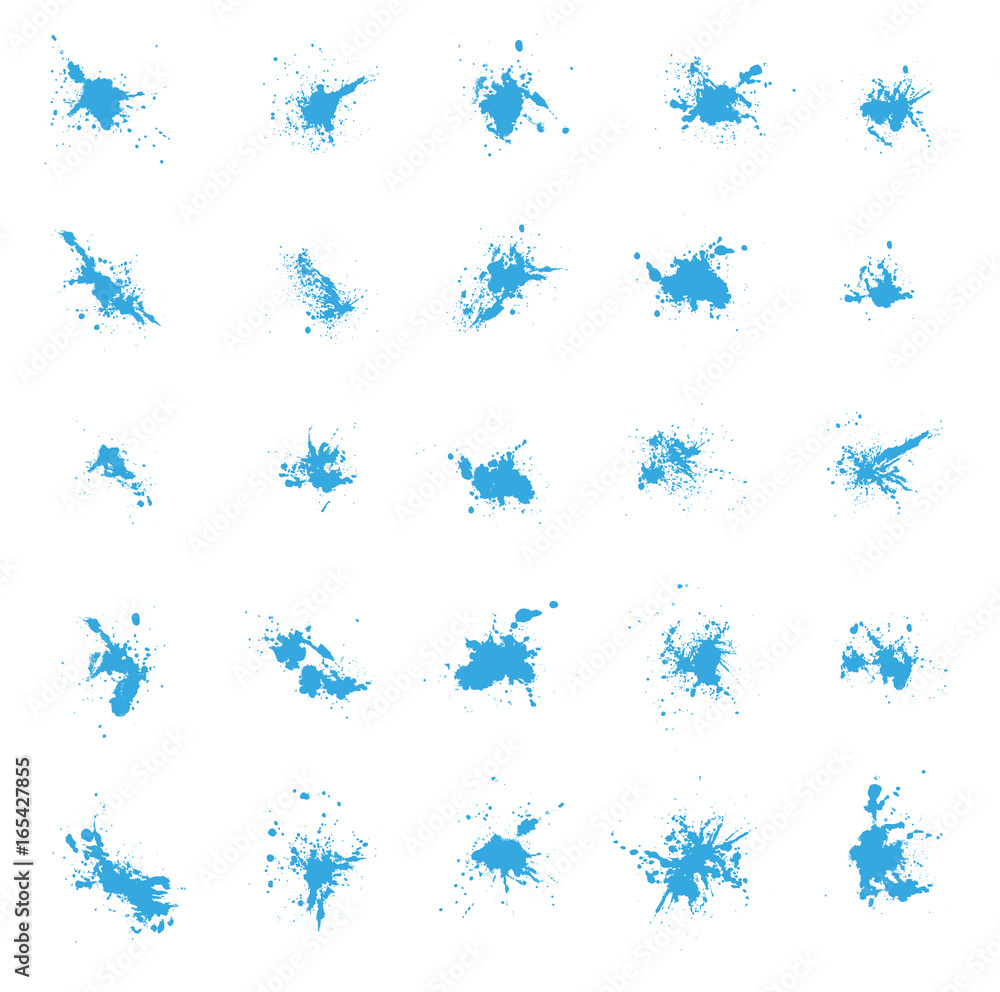 Obraz premium Sammlung blaue Farbspritzer - Wein, Blut oder Farbekleckse