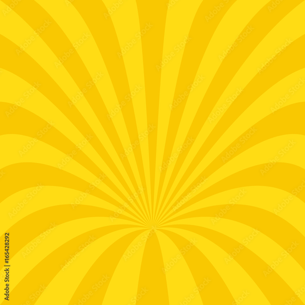 Golden curved ray burst background design - vector graphic
