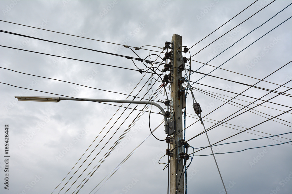 Electric pole and electric pole silhouette background Electric pole and electric pole silhouette background