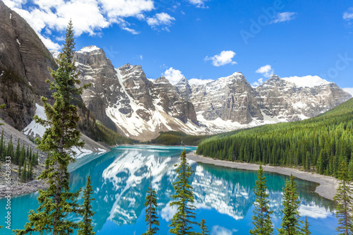 Moraine lake in Banff National Park, Canadian Rockies, Canada. Most famous scenery in Rockies. 