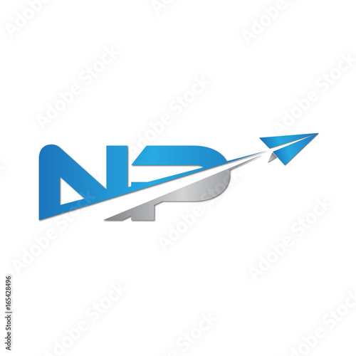 NP initial letter logo origami paper plane