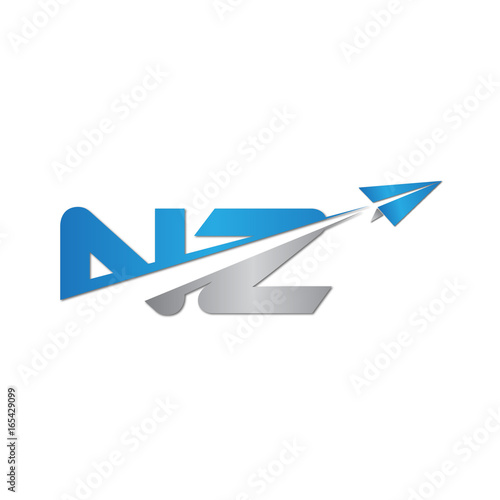 NZ initial letter logo origami paper plane