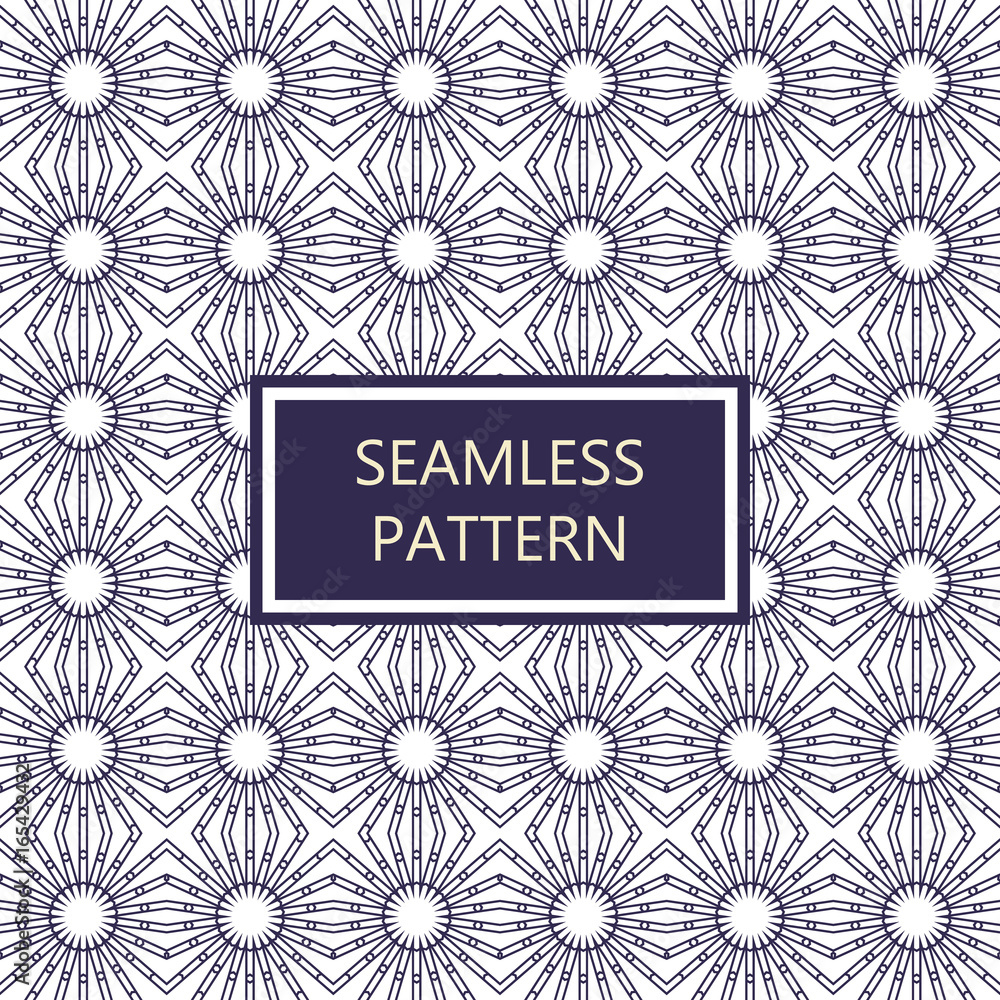 Vector seamless pattern. Simple monochrome design template. Geometric background in blue colors.