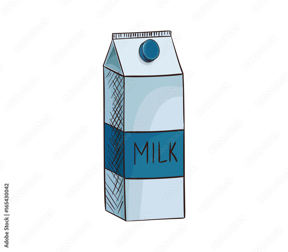 Milk cardboard box vector icon isolated, hand drawn sketch of natural drink in container, template for menu, healhty diet infographics, sticker, flyer, package Milk cardboard box vector icon isolated, hand drawn sketch of natural drink in container, template for menu, healhty diet infographics, sticker, flyer, package