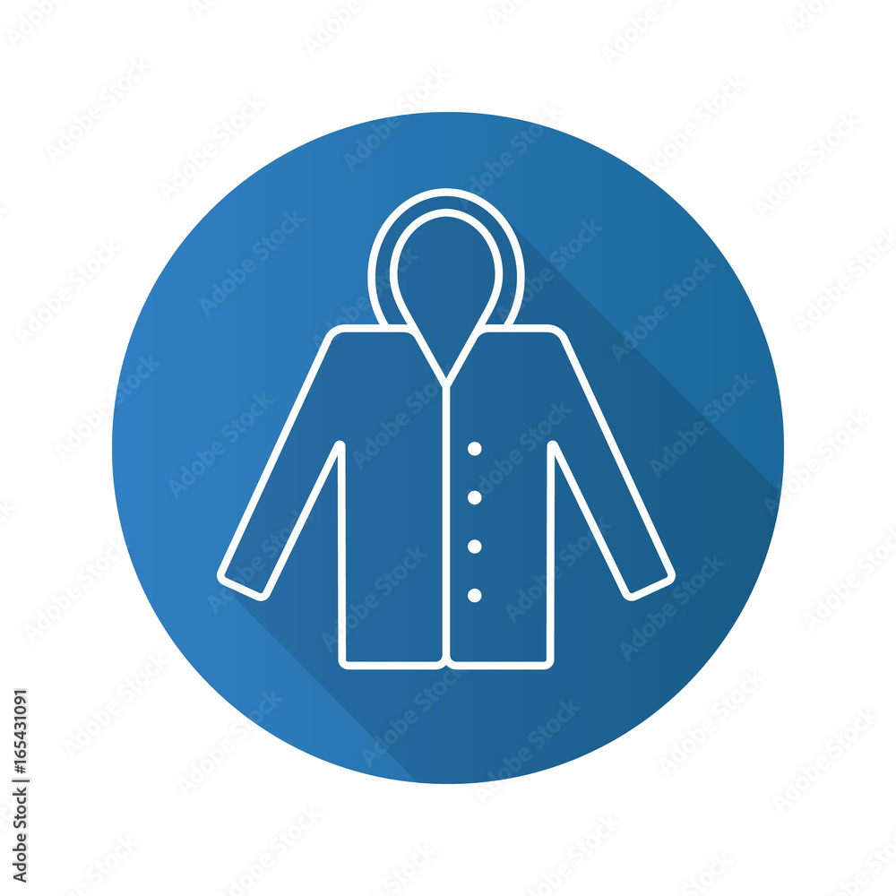 Raincoat flat linear long shadow icon Raincoat flat linear long shadow icon