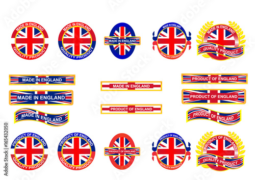 Icon and country logo infographic. Made in England. Vector EPS10