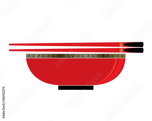 Red Graphic chinese bowl and chopsticks