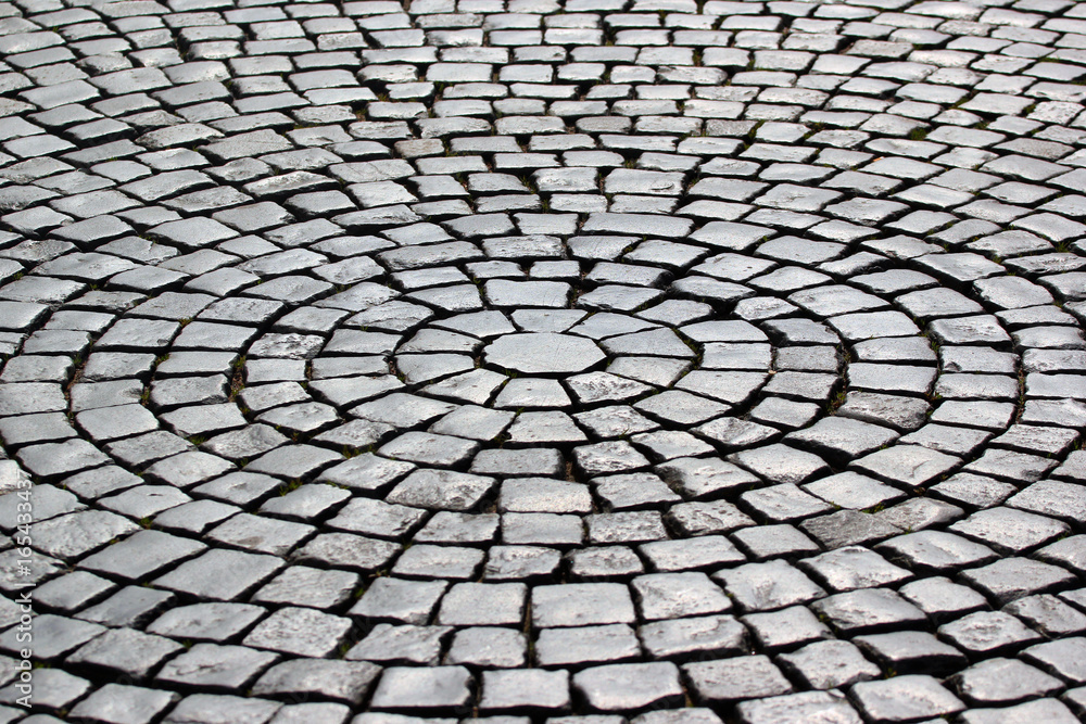 Radial pavement pattern - cobblestones background