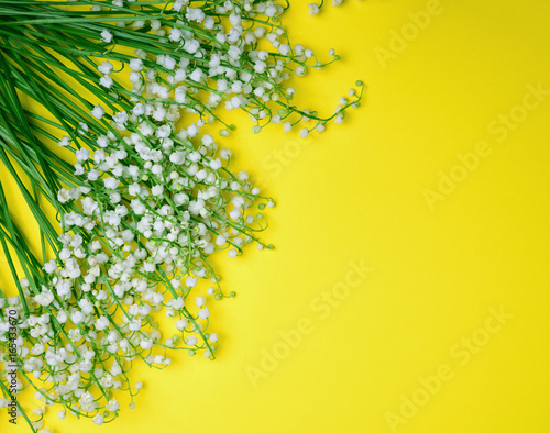 Bouquet of white flowering lilies of the valley