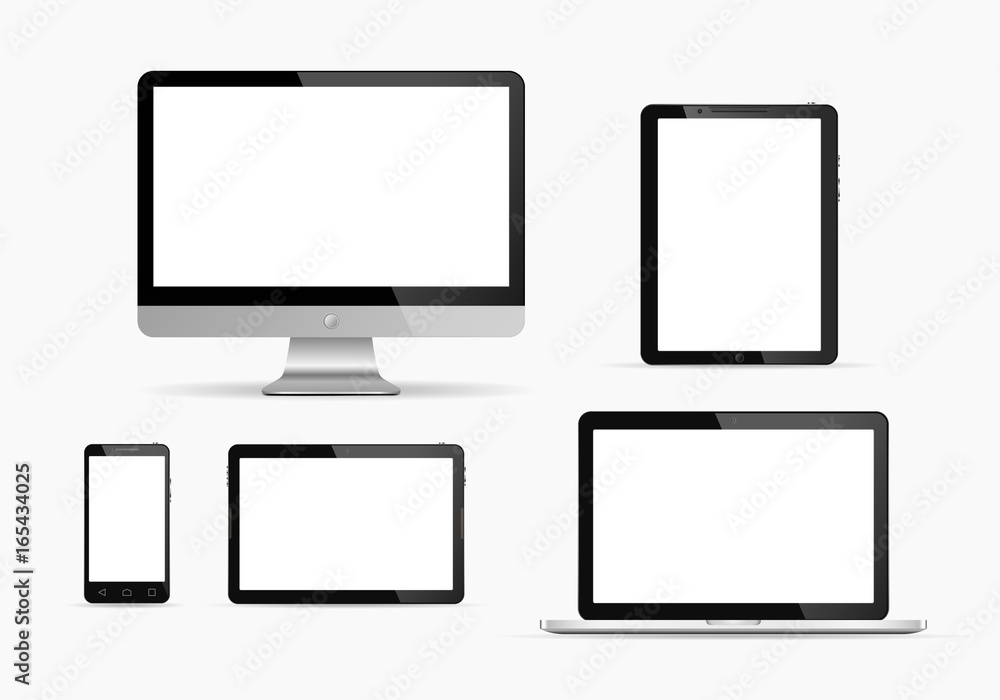Set of monitor, tablet pc,smart phone and laptop. Vector illustration. Set of monitor, tablet pc,smart phone and laptop. Vector illustration.