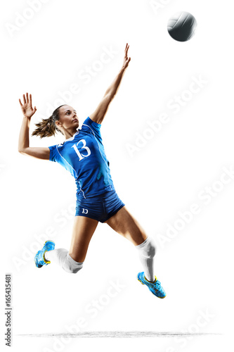 Female professional volleyball player isolated on white